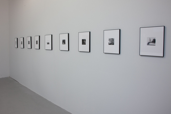 Dana Gentile: installation image of a suite of black and white photographs; courtesy Six Memos
